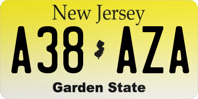 NJ license plate A38AZA