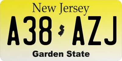 NJ license plate A38AZJ