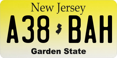 NJ license plate A38BAH