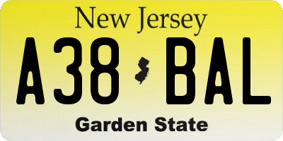 NJ license plate A38BAL