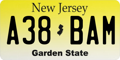 NJ license plate A38BAM