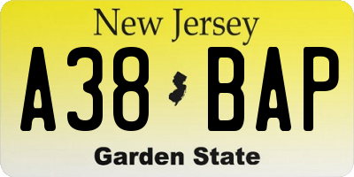 NJ license plate A38BAP