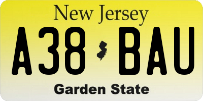 NJ license plate A38BAU