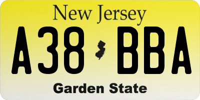 NJ license plate A38BBA