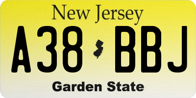 NJ license plate A38BBJ