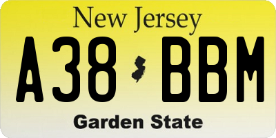 NJ license plate A38BBM