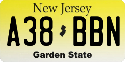 NJ license plate A38BBN