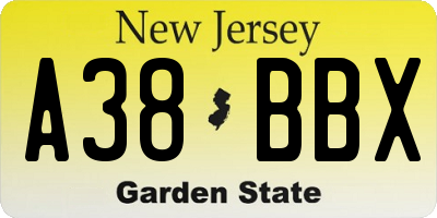 NJ license plate A38BBX