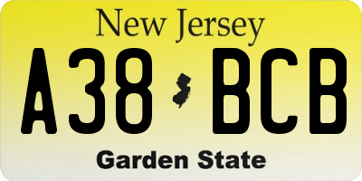NJ license plate A38BCB