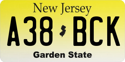 NJ license plate A38BCK