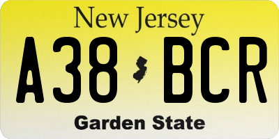 NJ license plate A38BCR