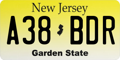 NJ license plate A38BDR