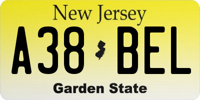 NJ license plate A38BEL