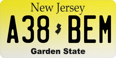 NJ license plate A38BEM