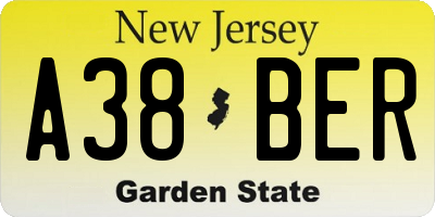 NJ license plate A38BER