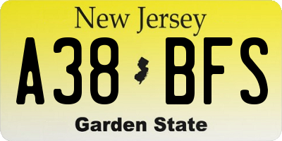 NJ license plate A38BFS