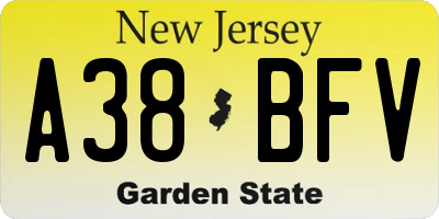 NJ license plate A38BFV
