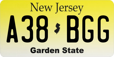 NJ license plate A38BGG