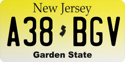 NJ license plate A38BGV