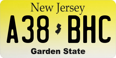 NJ license plate A38BHC