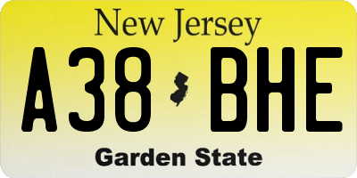 NJ license plate A38BHE