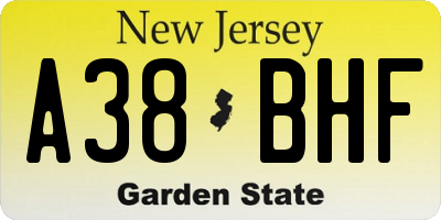NJ license plate A38BHF