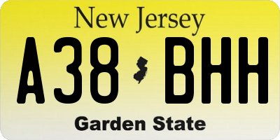 NJ license plate A38BHH
