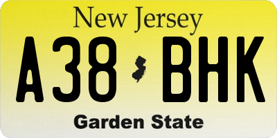 NJ license plate A38BHK