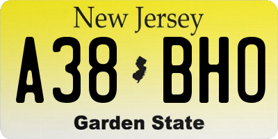 NJ license plate A38BHO