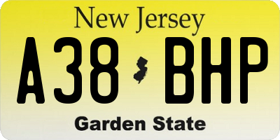 NJ license plate A38BHP