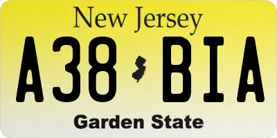 NJ license plate A38BIA