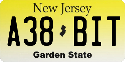 NJ license plate A38BIT