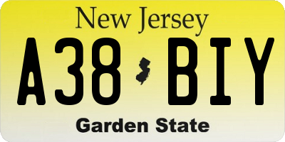 NJ license plate A38BIY