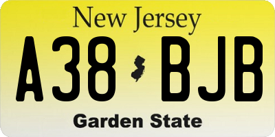 NJ license plate A38BJB