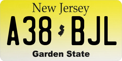 NJ license plate A38BJL