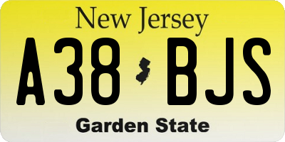 NJ license plate A38BJS