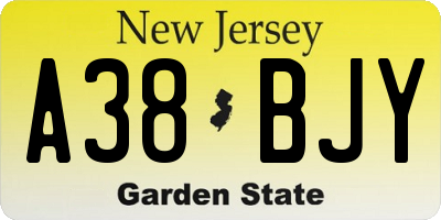 NJ license plate A38BJY