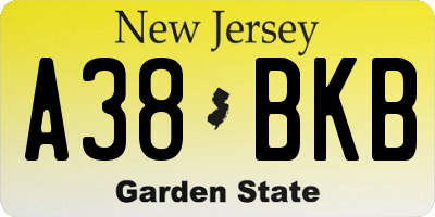 NJ license plate A38BKB