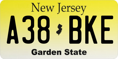 NJ license plate A38BKE
