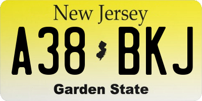 NJ license plate A38BKJ