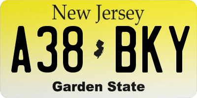 NJ license plate A38BKY