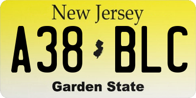 NJ license plate A38BLC
