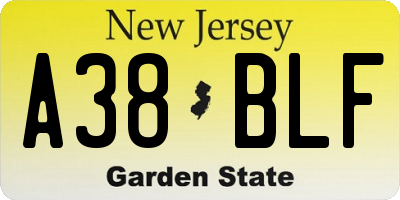 NJ license plate A38BLF