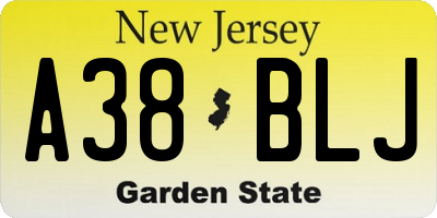 NJ license plate A38BLJ