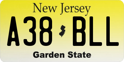 NJ license plate A38BLL