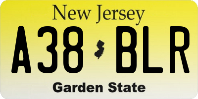 NJ license plate A38BLR