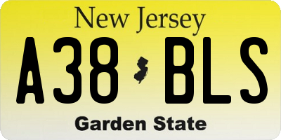 NJ license plate A38BLS