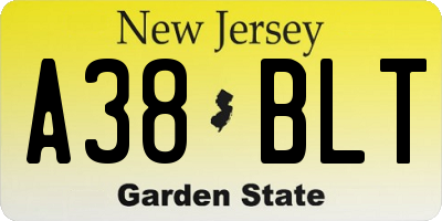 NJ license plate A38BLT