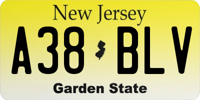 NJ license plate A38BLV