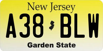 NJ license plate A38BLW